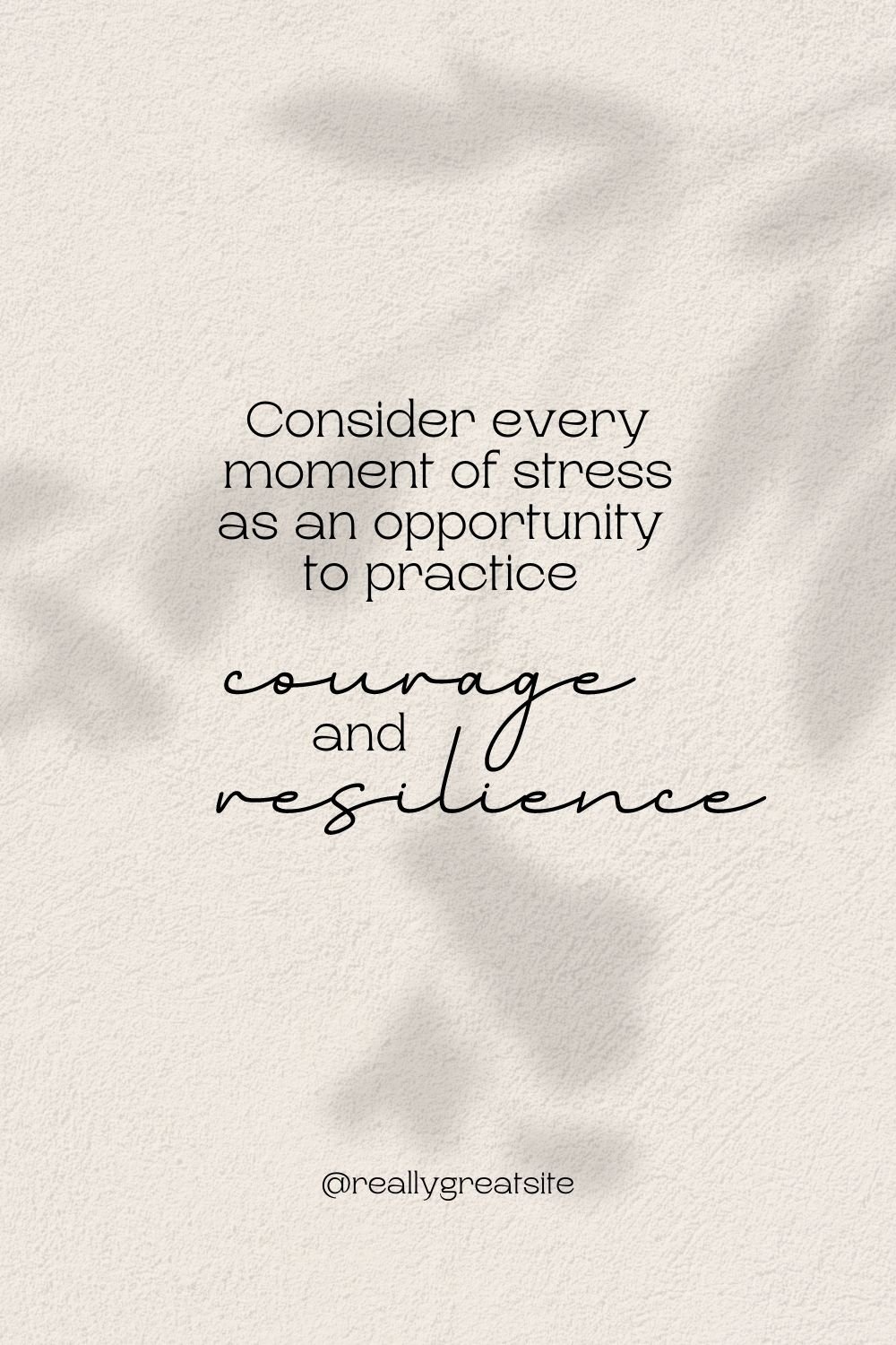 Consider every moment of stress as an opportunity to practice courage and resilience.
