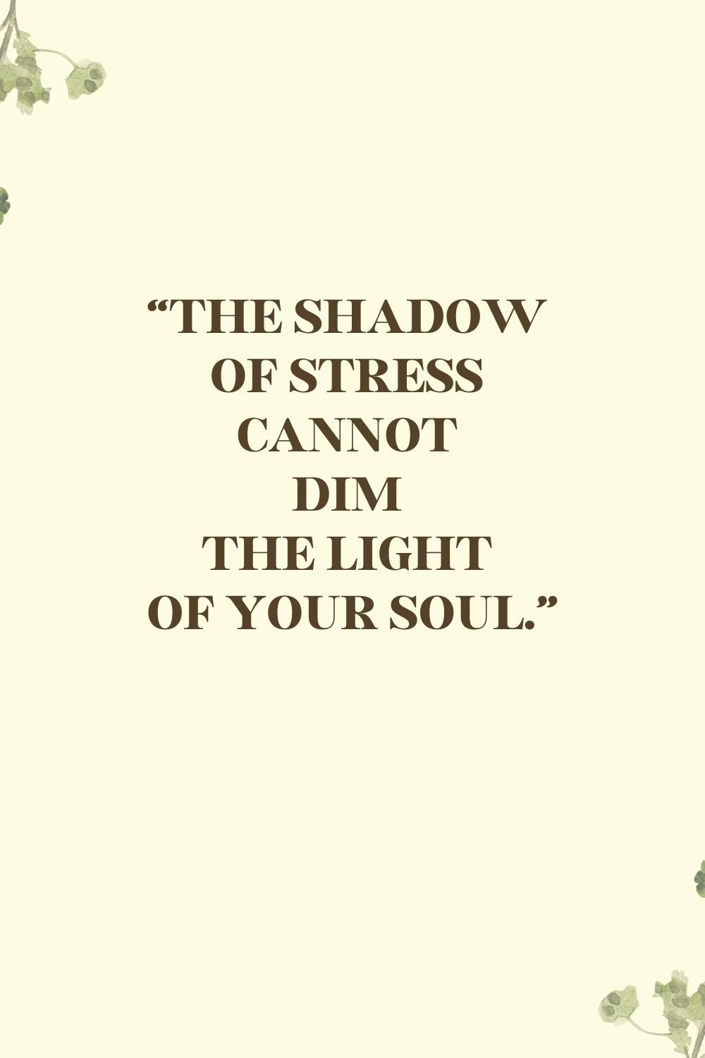"The shadow of stress cannot dim the light of your soul."