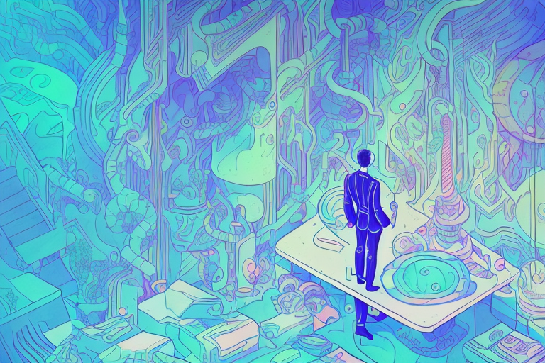 A person in a dream-like environment