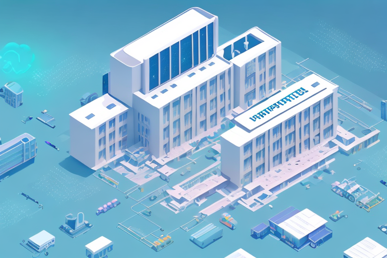 A hospital building with a dreamy