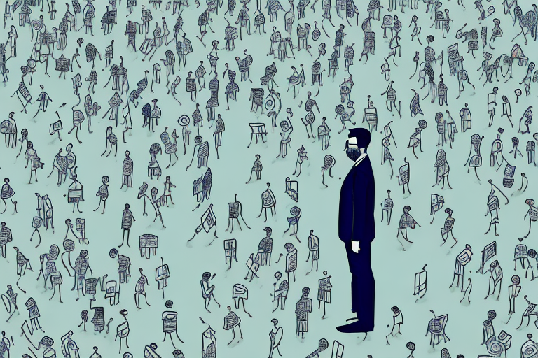 A person standing alone in a crowd