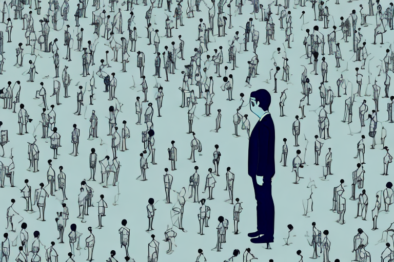 A person standing alone in a crowd