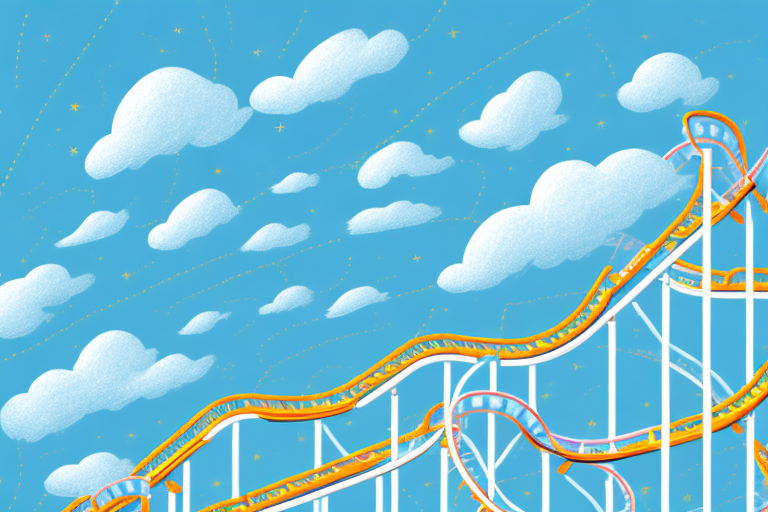 A roller coaster with a bright