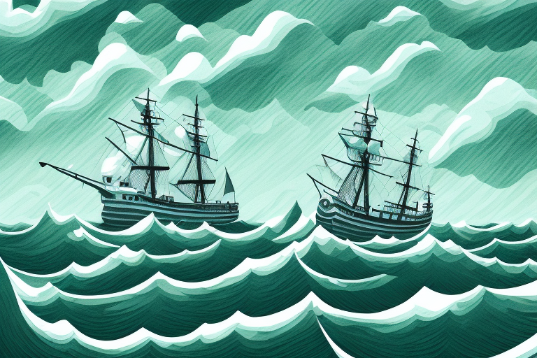 A sinking ship in a stormy sea