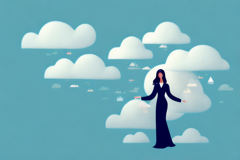 A woman surrounded by clouds