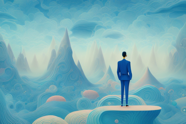 A person dreaming in a surreal