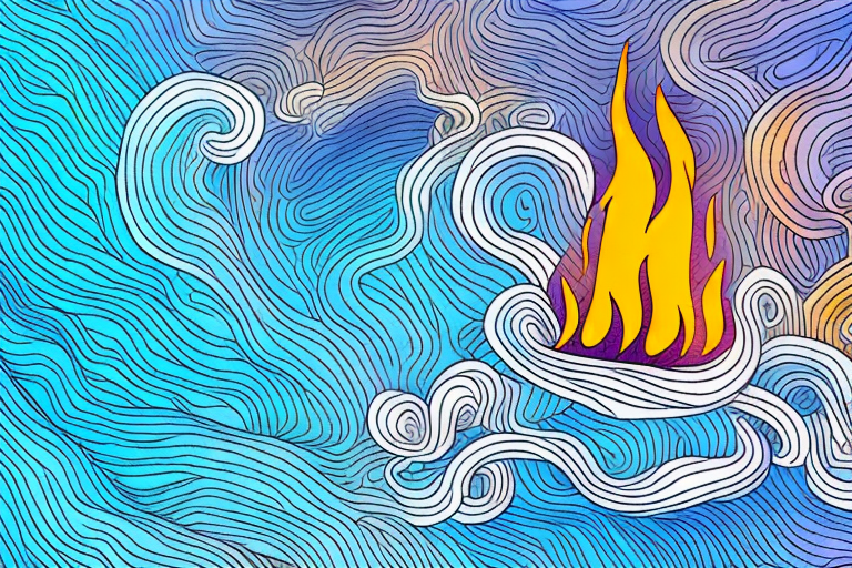 A dreamscape featuring a burning flame