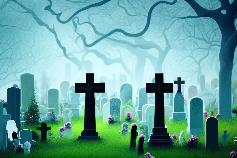 A cemetery with a dream-like