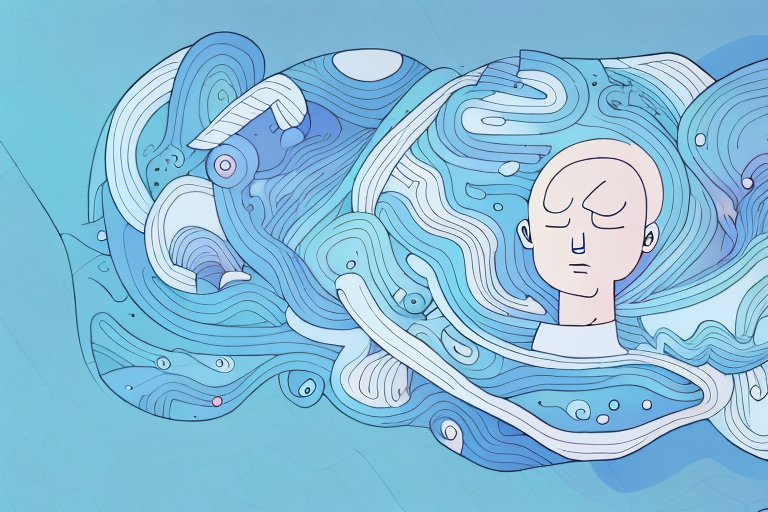 A sleeping person surrounded by dreamy