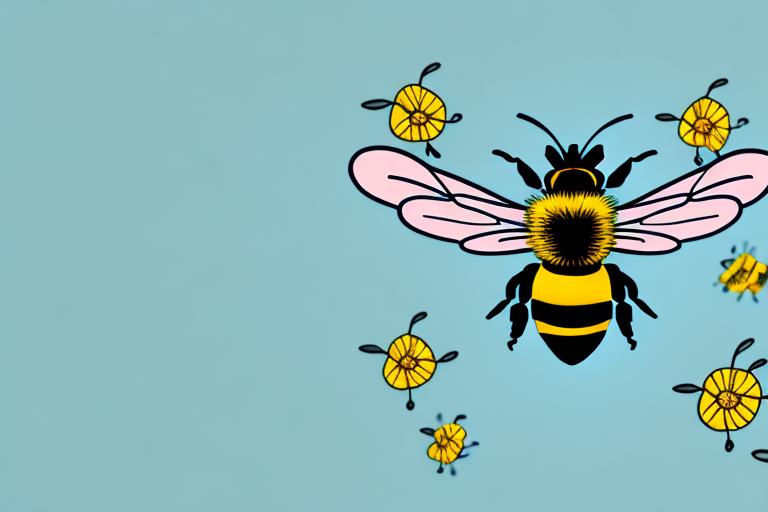 A bee flying towards a flower