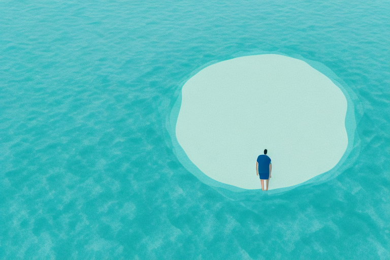 A person standing in the middle of a body of water