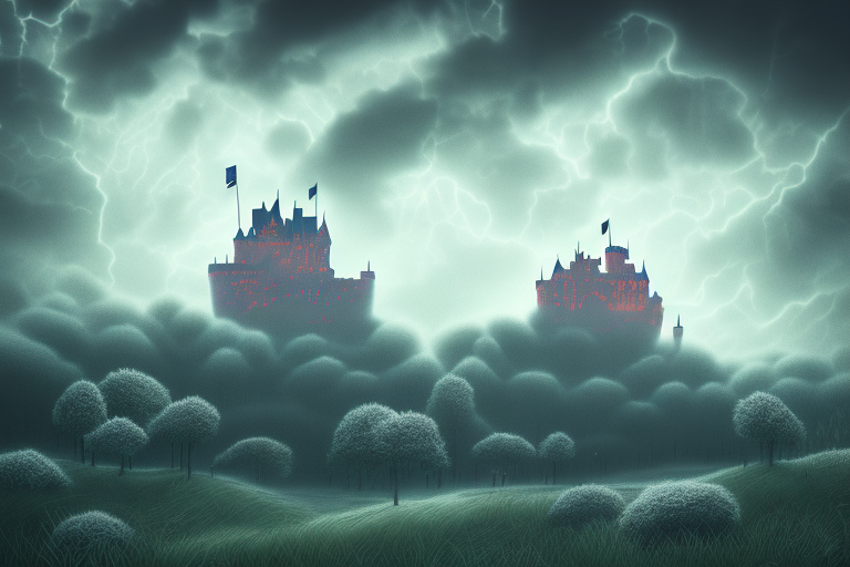 A dreamscape with a castle in the distance