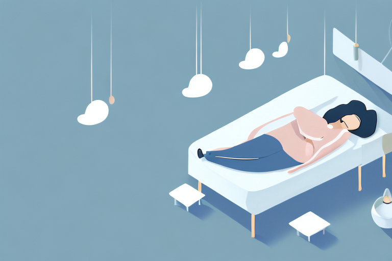 A person sleeping peacefully in a bed surrounded by a dreamy