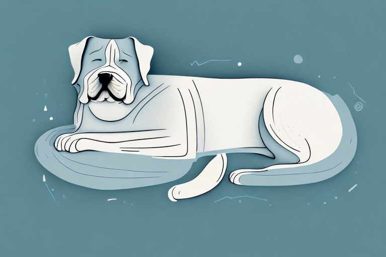 A large dog sleeping peacefully in a dream-like setting