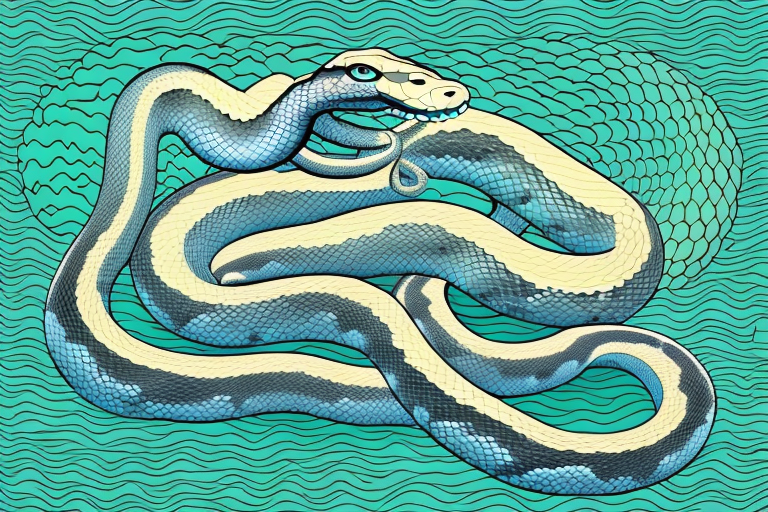 A large snake slithering through a dream-like landscape