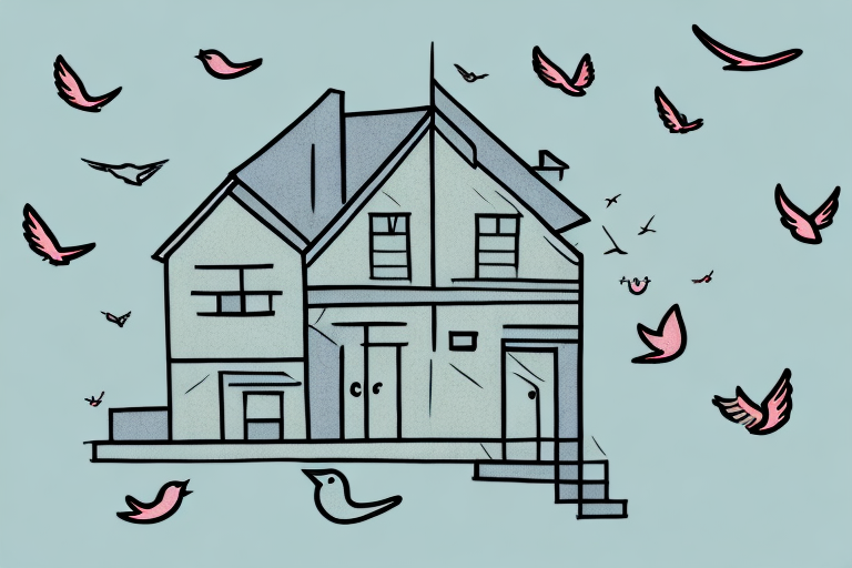 A house with birds flying around it