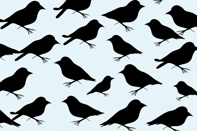 A flock of black birds attacking a tree or other object