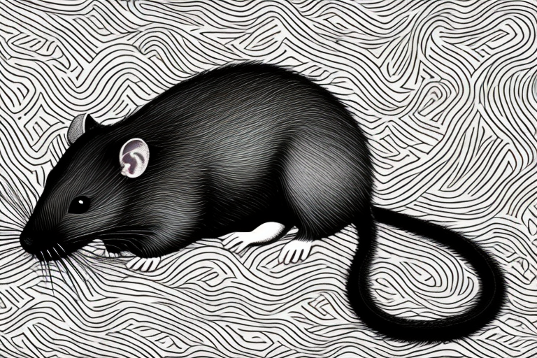 A black rat in a dream-like setting