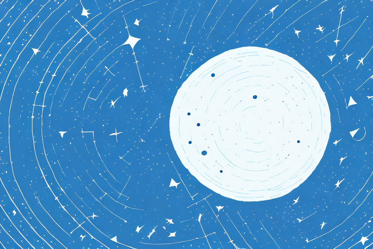 A night sky filled with stars and a bright blue moon