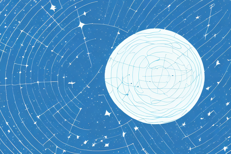 A night sky filled with stars and a bright blue moon