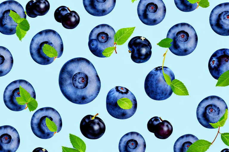 A blueberry bush with ripe blueberries