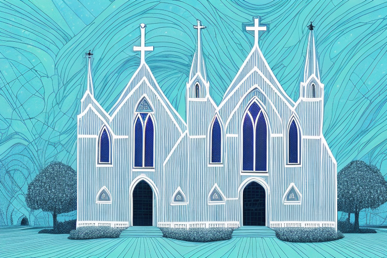 A church building in a dream-like setting