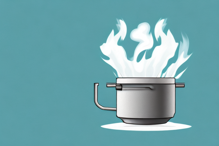 A pot of boiling water with steam rising from it