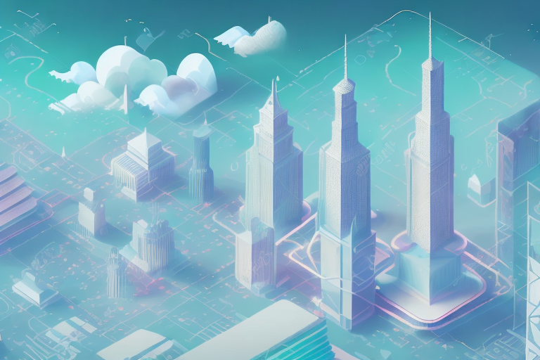 A cityscape with a dreamy