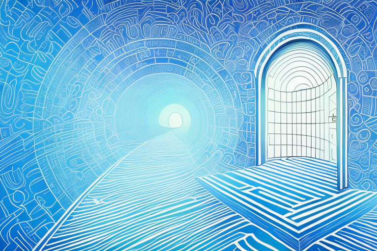 A dreamscape with a path leading to a door