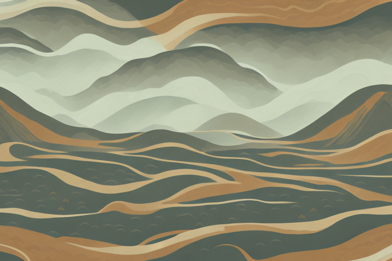 A landscape with a river of brown flood water