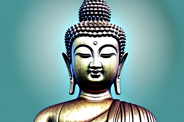 A buddha statue in a dream-like setting