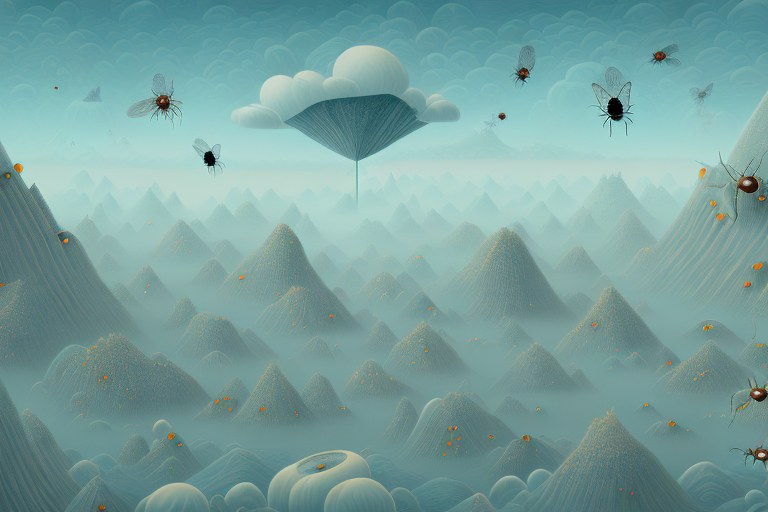 A surreal landscape filled with bugs