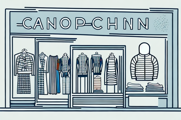 A clothing store with a variety of clothing items in the window