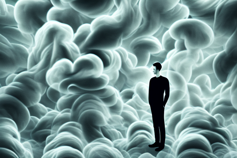 A person standing in a dark