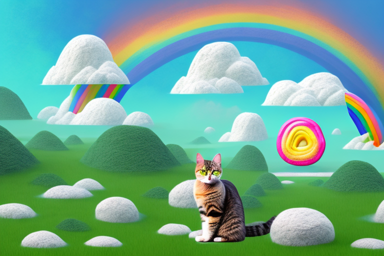 A dreamlike landscape featuring a cat