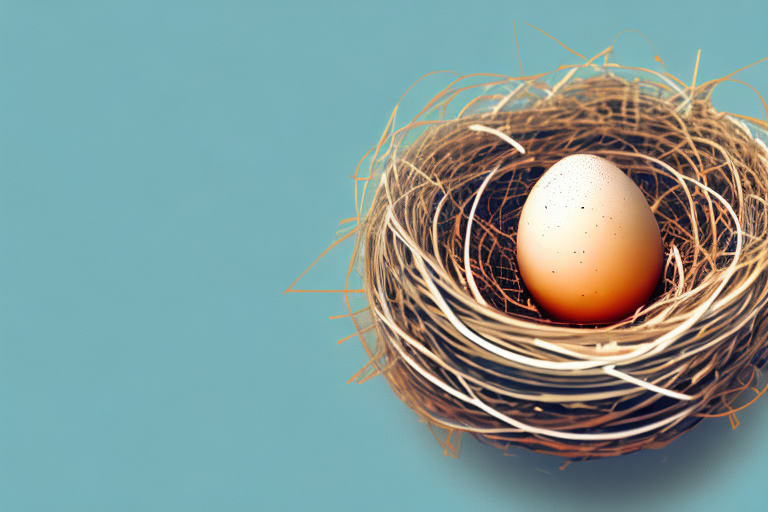 A dreamy-looking chicken egg in a nest