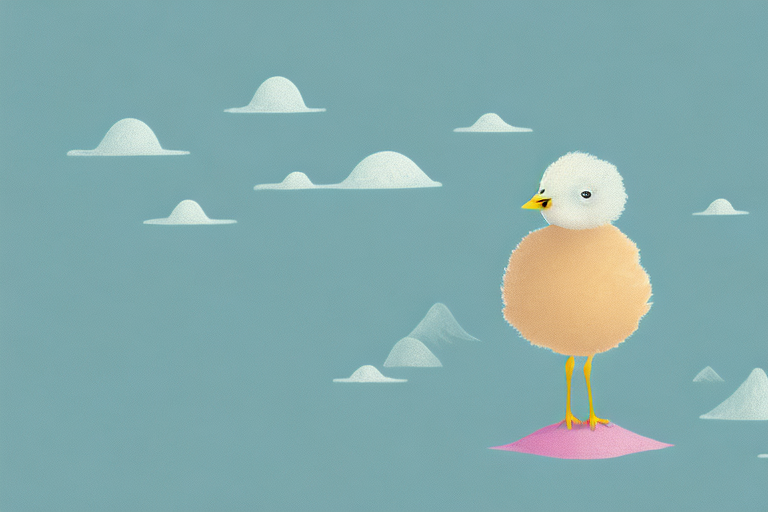 A chick in a dreamy landscape