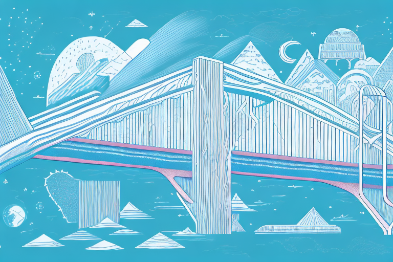 A dreamscape with a bridge connecting two worlds