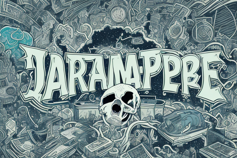 A dreamscape featuring a dead rapper's iconic symbols and items