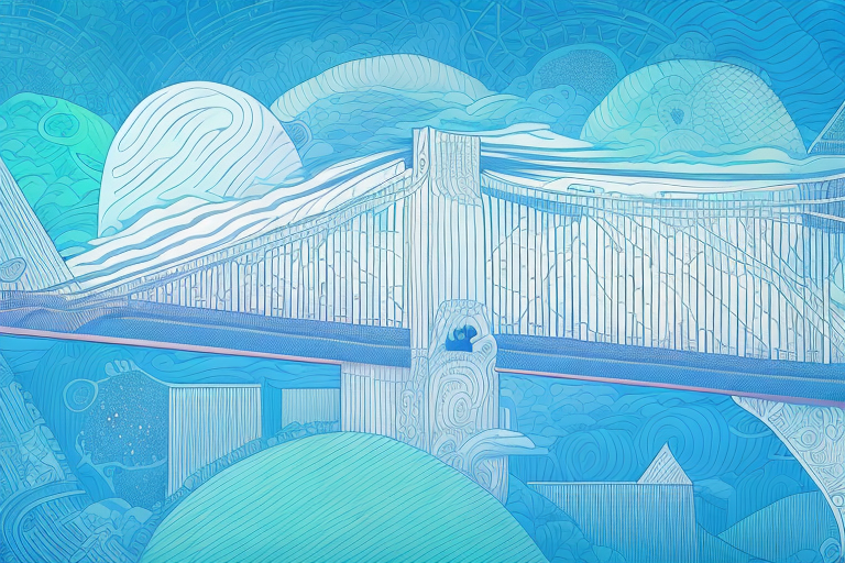 A dreamscape with a bridge connecting two worlds