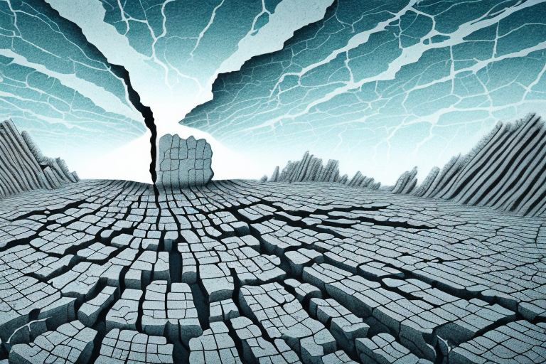 A landscape with a giant crack in the ground