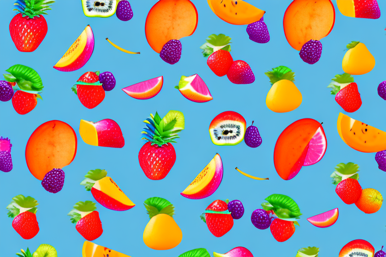 A variety of colorful fruits arranged in a dreamy