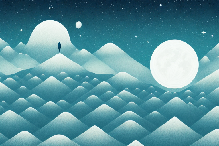 A surreal landscape with a night sky