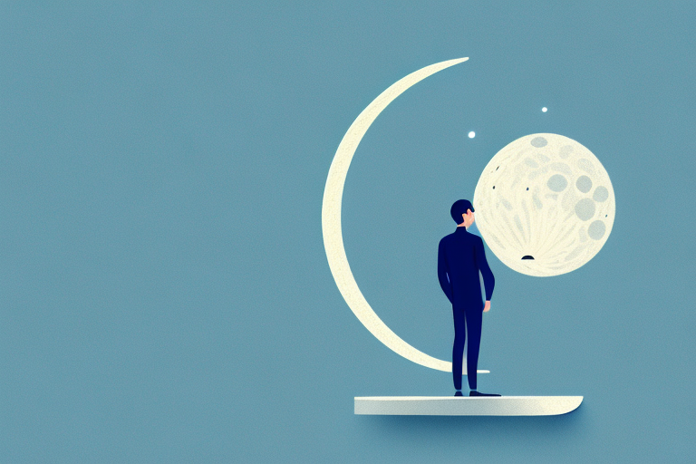 A person standing in a dreamlike landscape