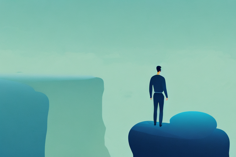 A person standing on the edge of a cliff