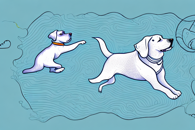 A dog chasing a person through a dreamscape