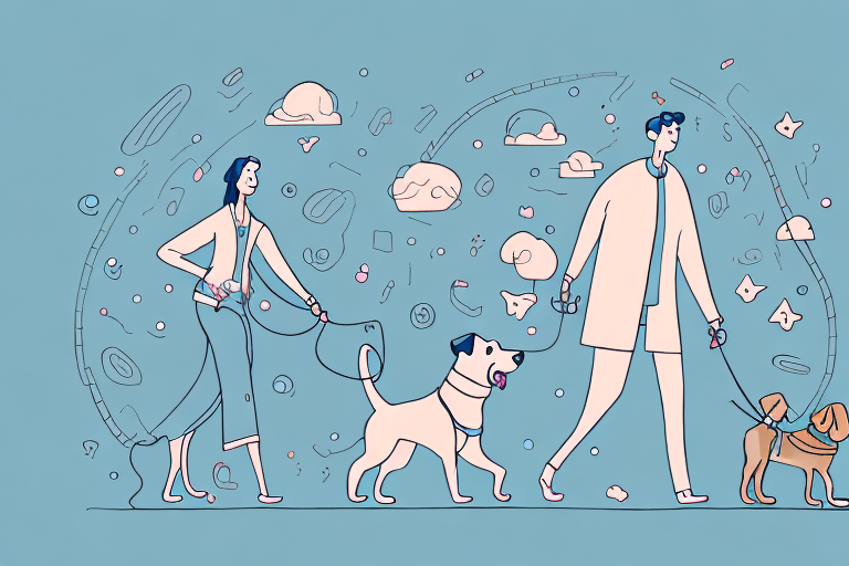 A dog walking alongside a person