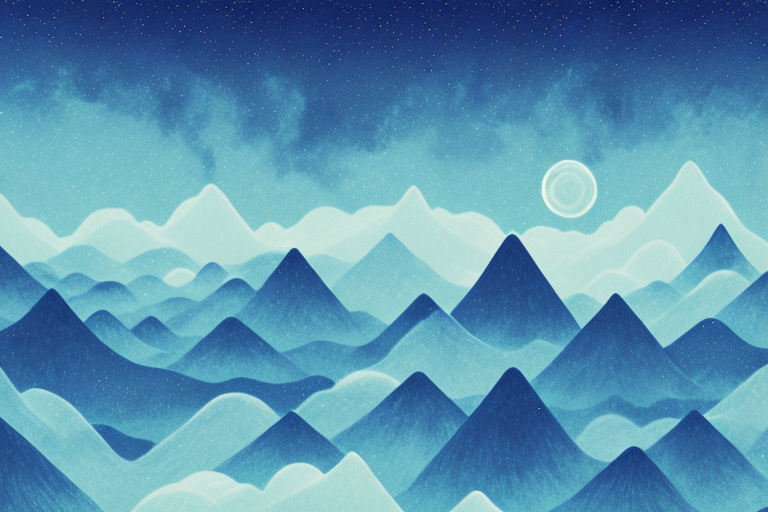 A night sky with a dream-like landscape below