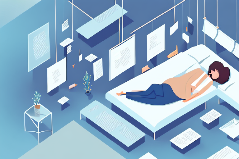 A person sleeping peacefully in a bed surrounded by a dream-like atmosphere