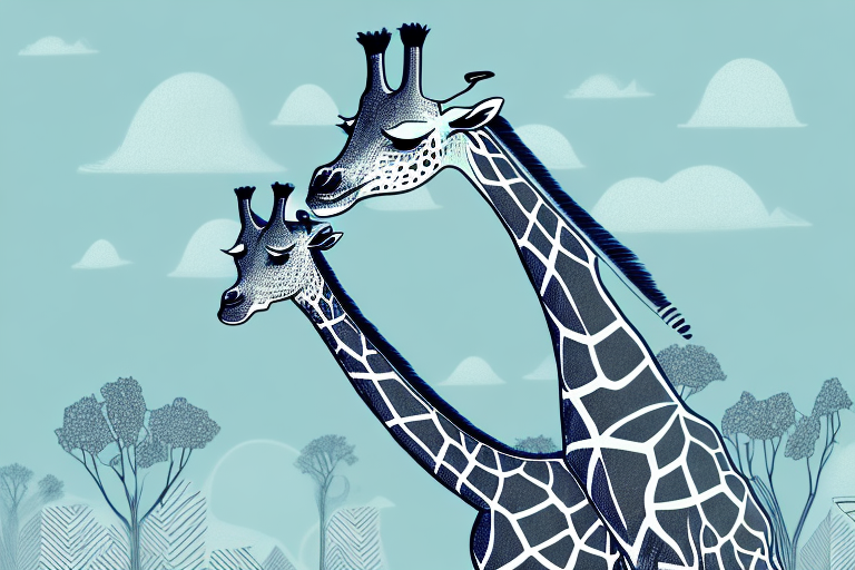 A giraffe in a dreamlike setting